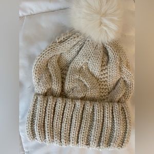 Cream knitted beanie
